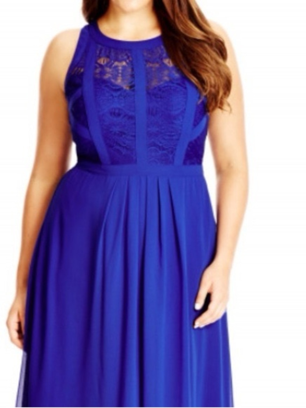 City Chic Royal Blue Lace Bodice Maxi Dress